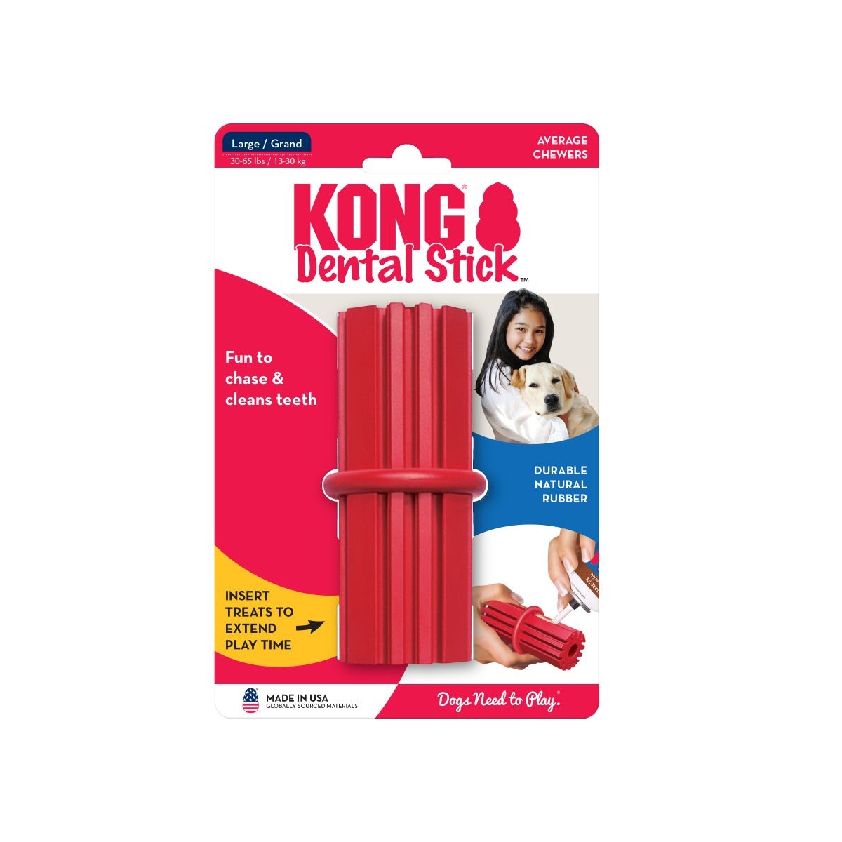 Kong Dental Stick, kummist, L, punane