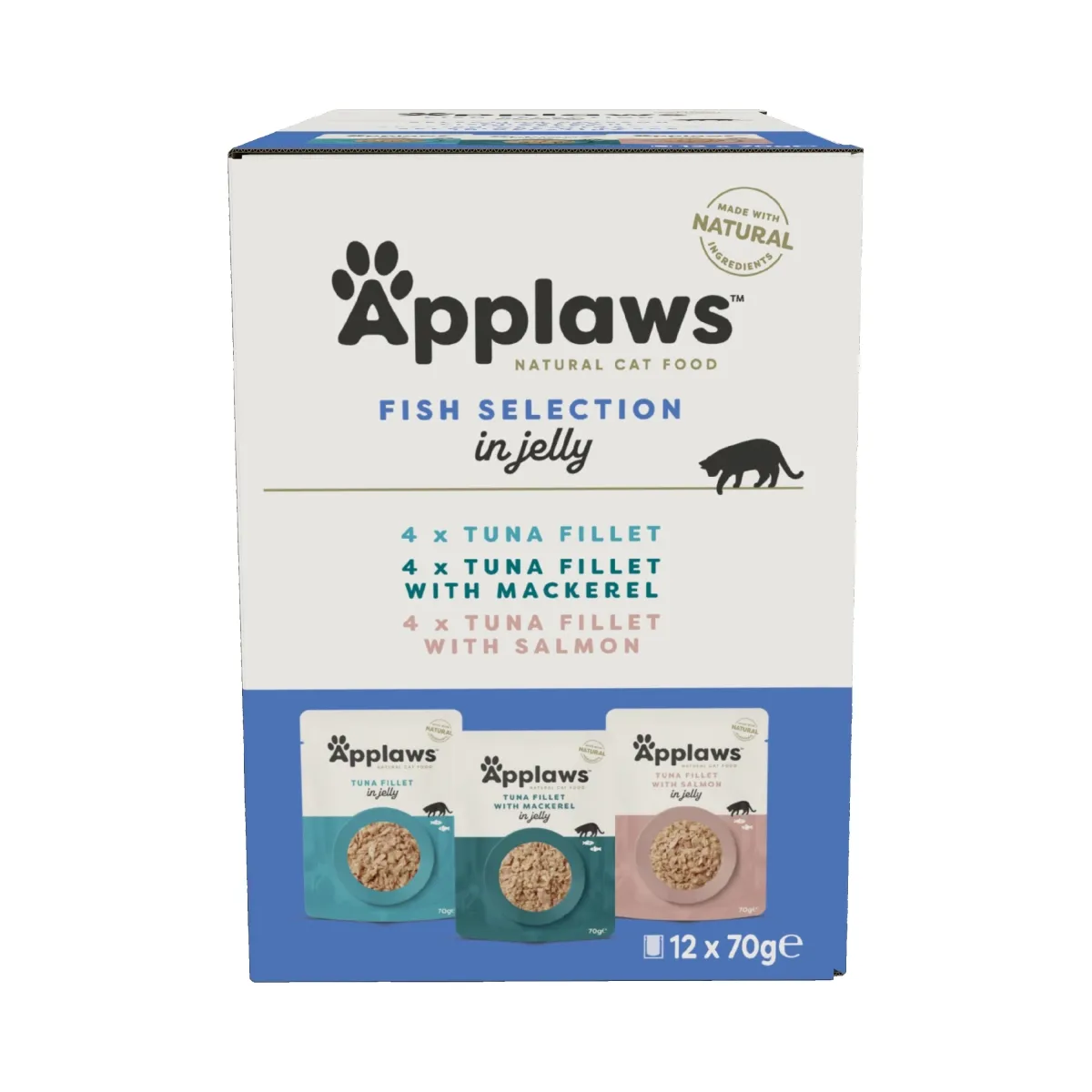 Applaws einekotikesed kassidele, valikp. kala želees, 12 x 70 g - Tootepilt