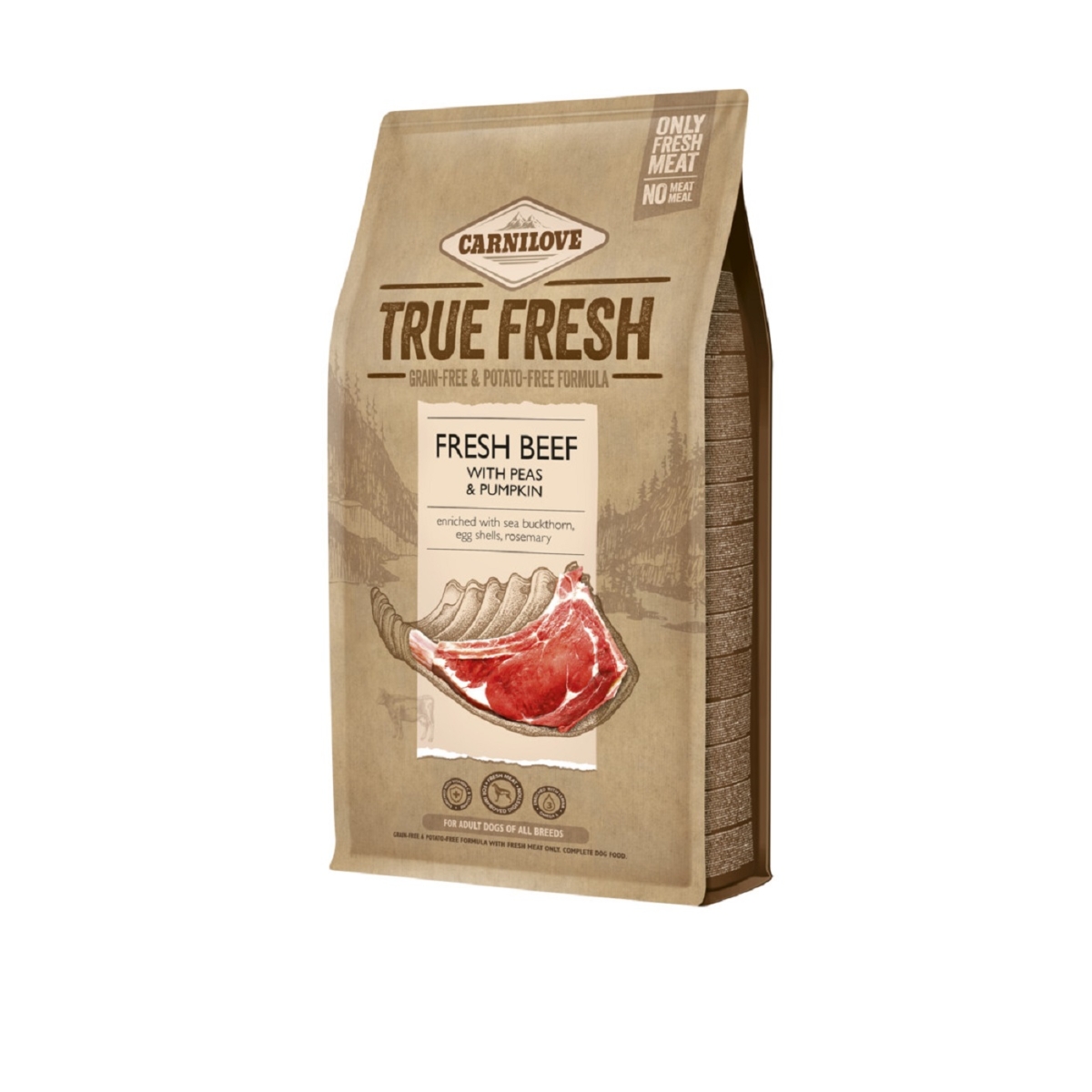Carnilove True Fresh koera kuivtoit, veis, 1,4 kg - Tootepilt