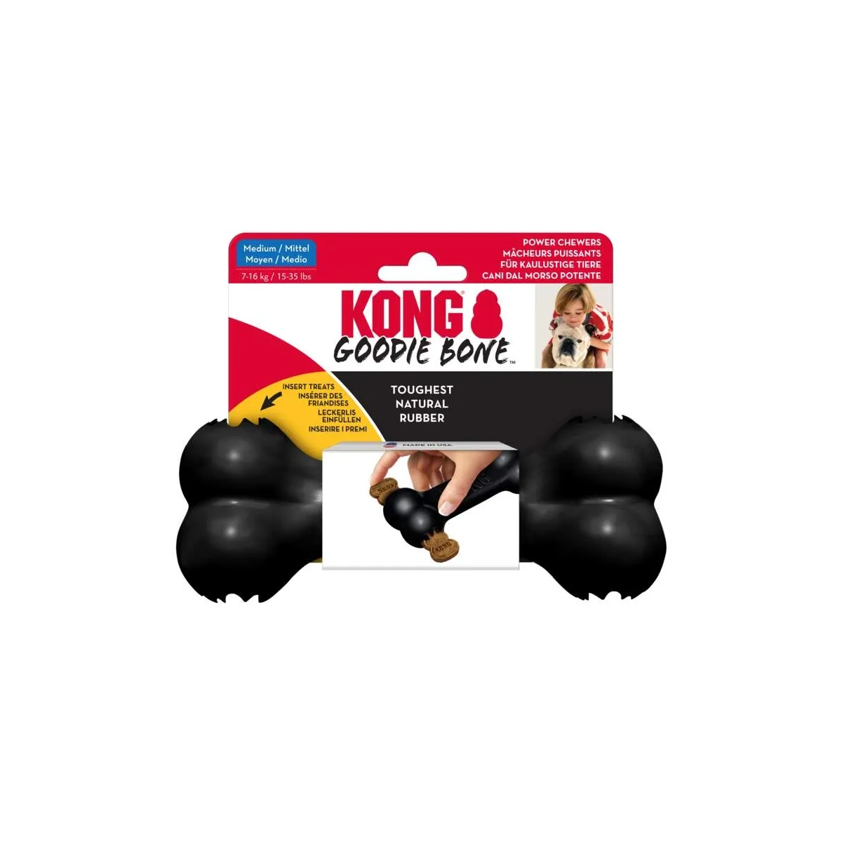 KONG Extreme Goodie Bone närimismänguasi koertele M, must - Tootepilt
