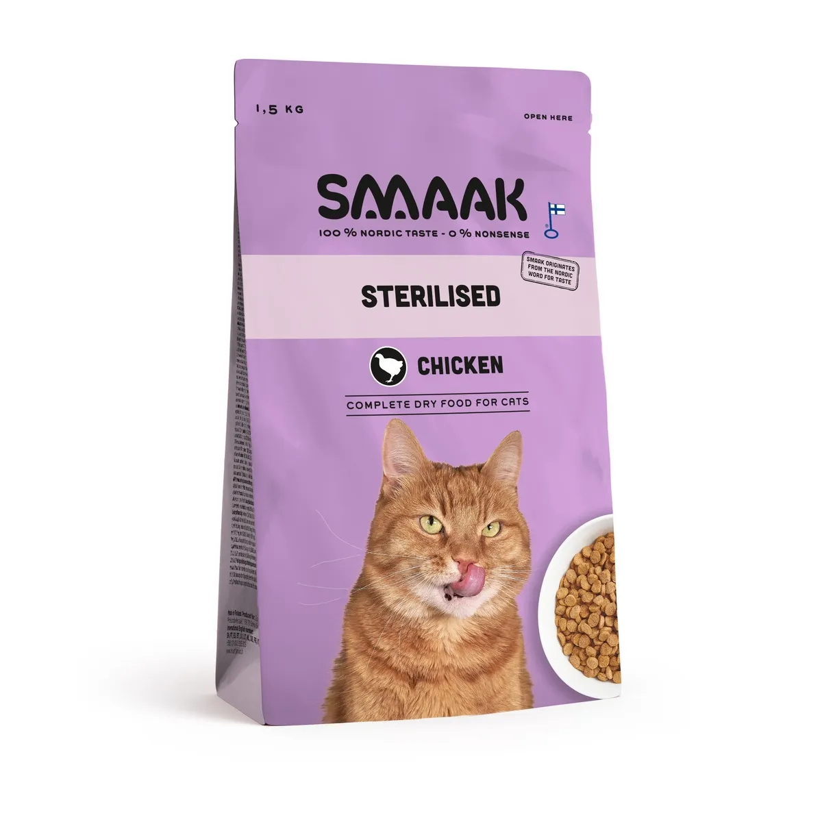 SMAAK kuivtoit steriliseeritud kassile, kana, 1,5 kg - Tootepilt