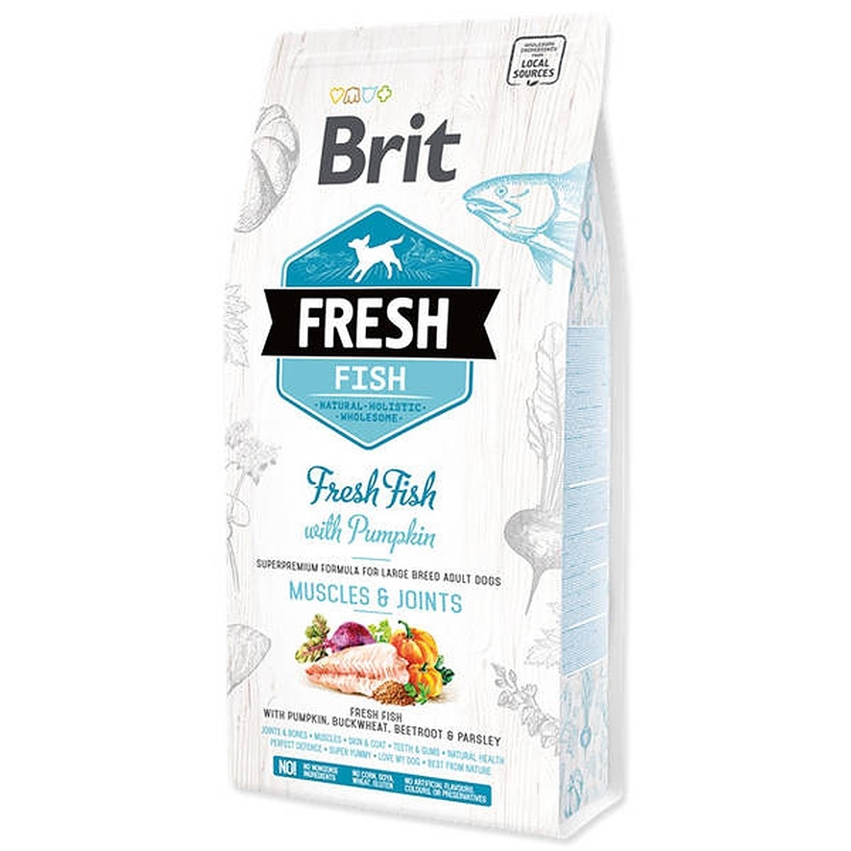 Brit Fresh kuivtoit suurt tõugu koerale kala ja kõrvitsaga 12 kg - Tootepilt 1