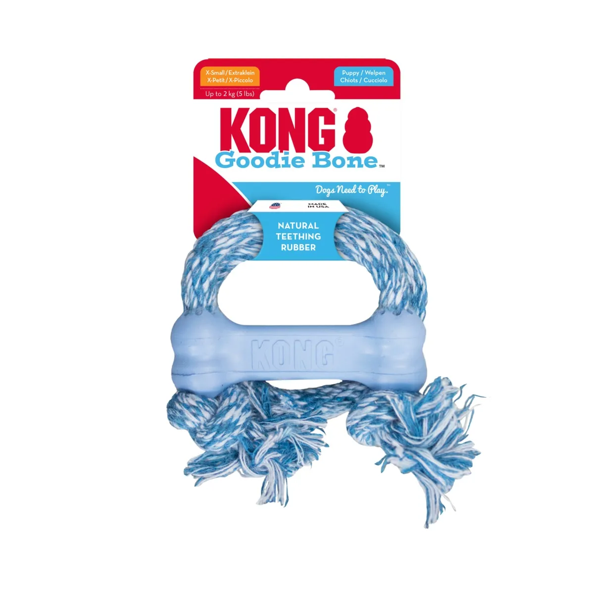 KONG Puppy Goodie Bone kutsika mänguasi nööriga, XS - Tootepilt