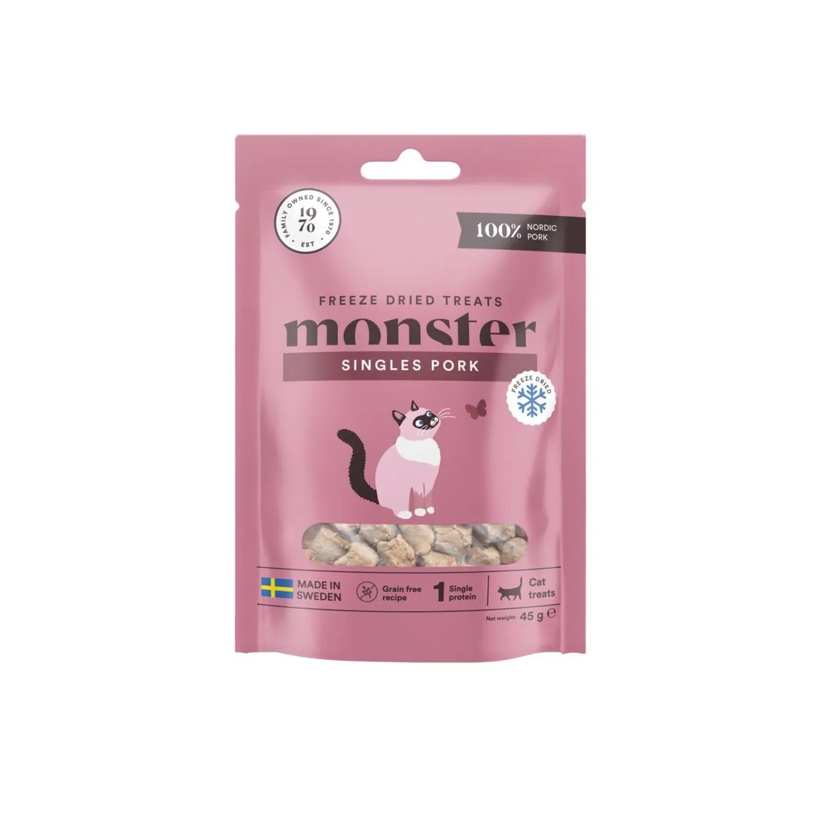 Monster Cat külmkuivatatud maius kassile, siga, 45 g - Tootepilt