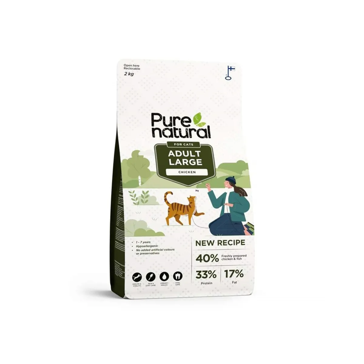 Purenatural kuivtoit suurele kassile, kana, 2 kg - Tootepilt 1