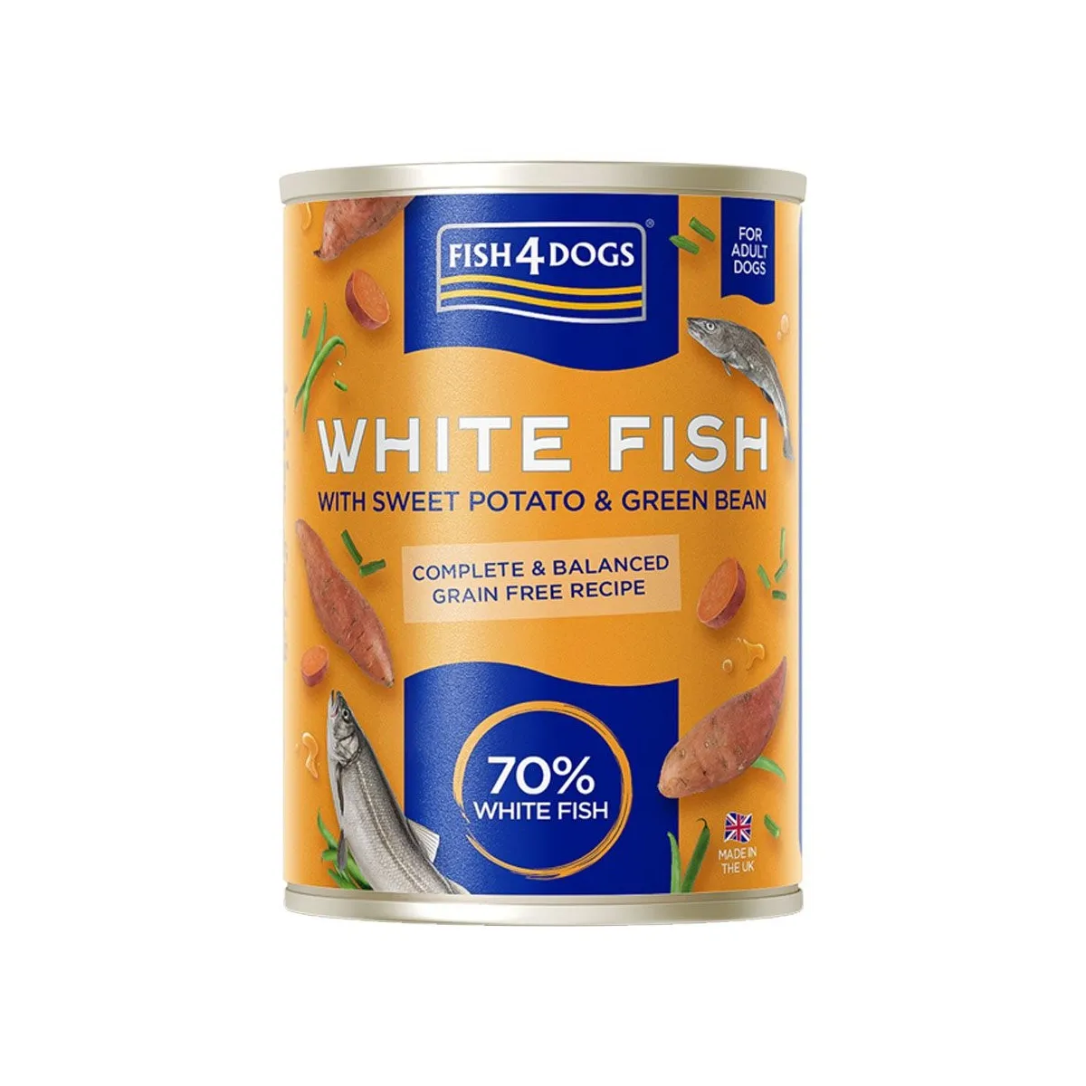 Fish4Dogs konserv koertele valge kala/bataat/rohelised aedoad 395g - Tootepilt