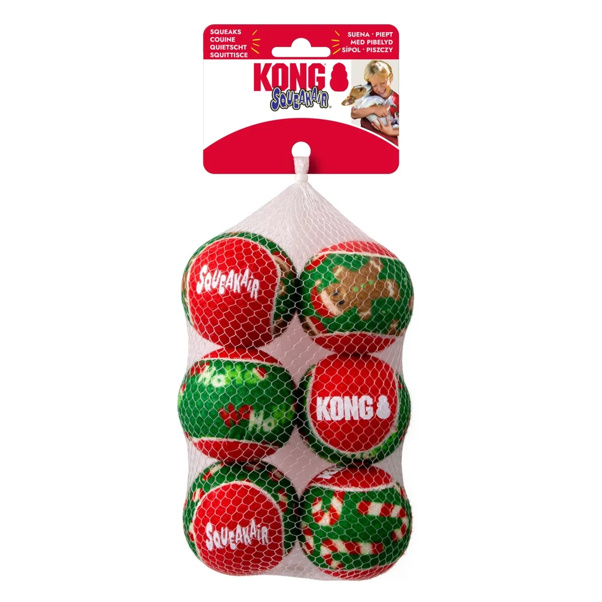 KONG Holiday koera mänguasi, SqueakAir Balls, M, 6 tk - Tootepilt
