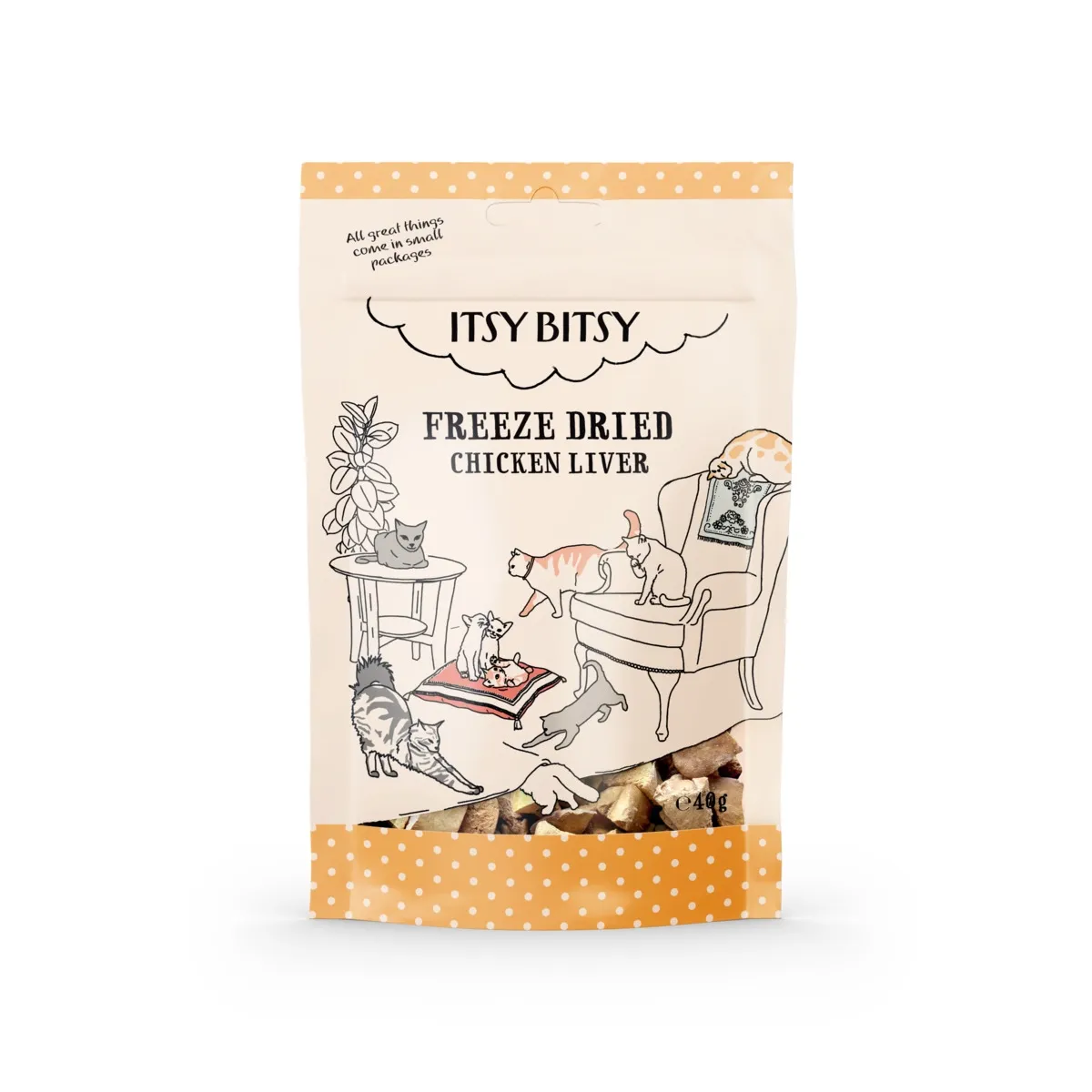 ItsyBitsy külmkuivatatud maius kassile, kanamaks, 40 g - Tootepilt