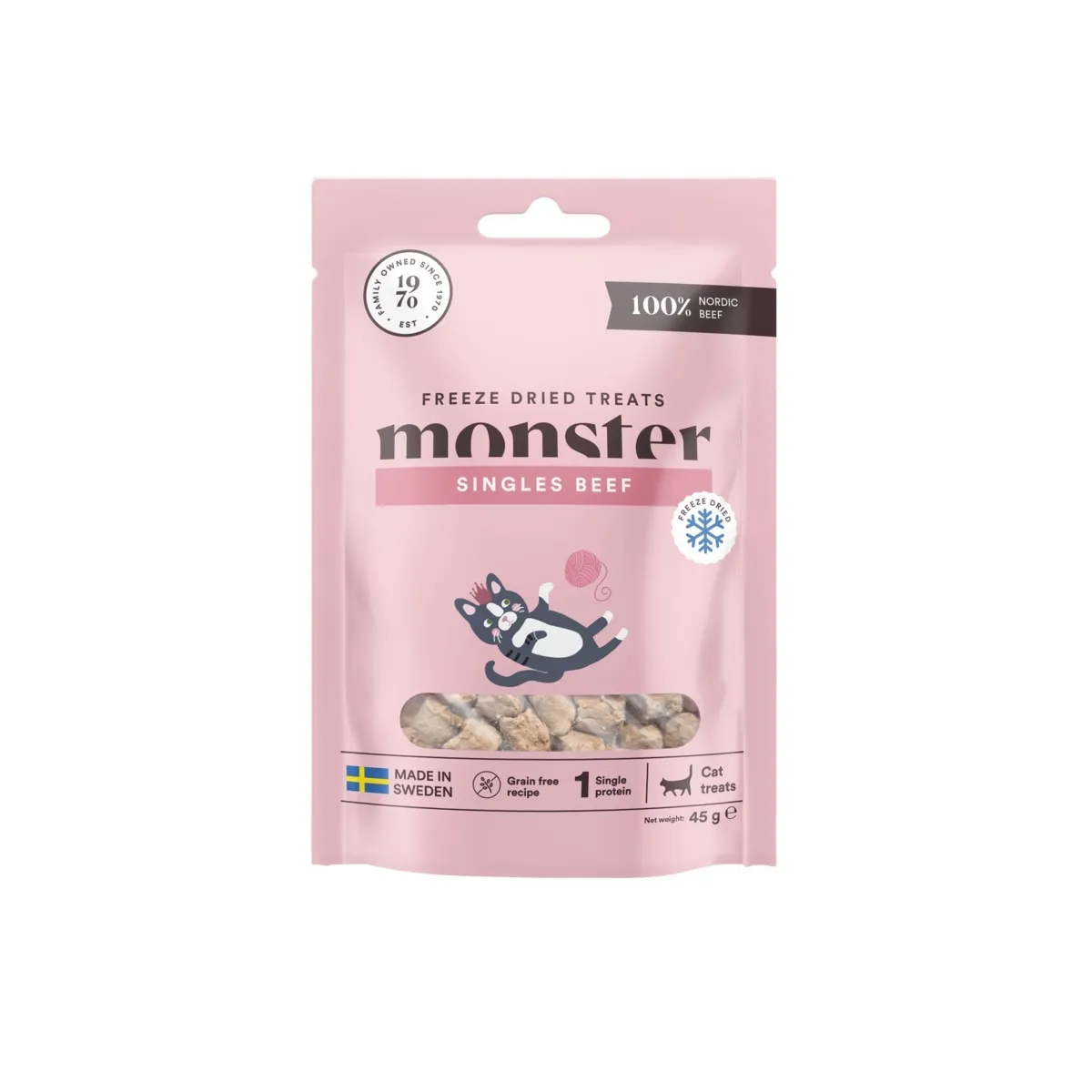 Monster Cat külmkuivatatud maius kassile, veis, 45 g - Tootepilt