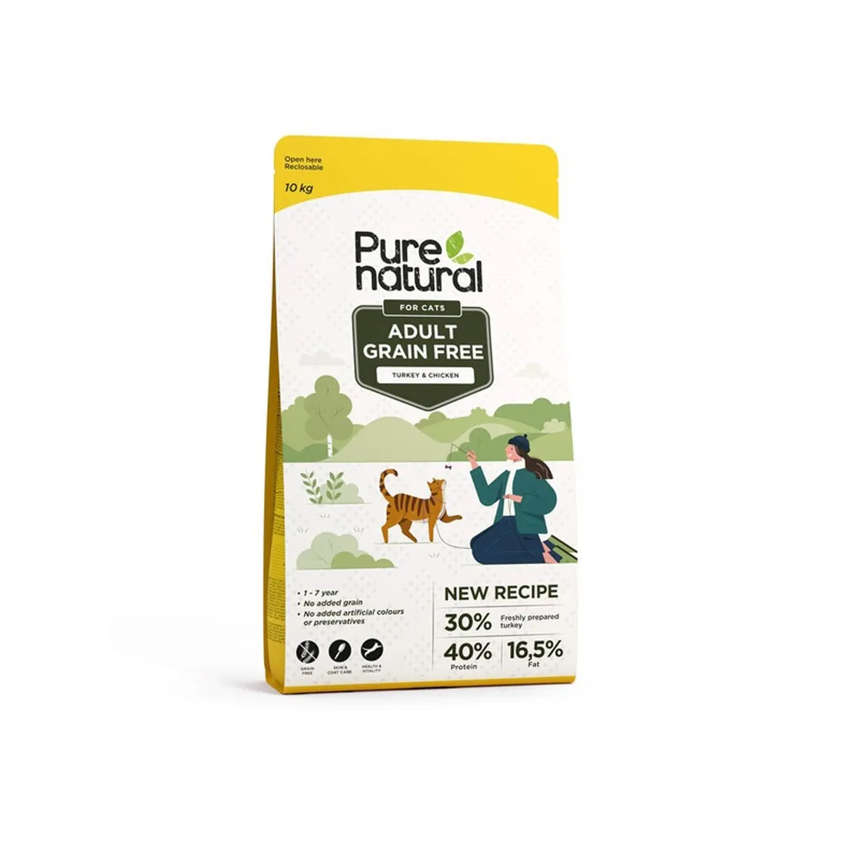 Purenatural kassi kuivtoit, kana/kalkun, teraviljavaba, 10 kg - Tootepilt