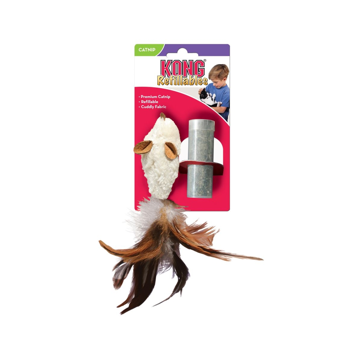 Kong Feather Mouse naistenõgesega mänguasi kassidele