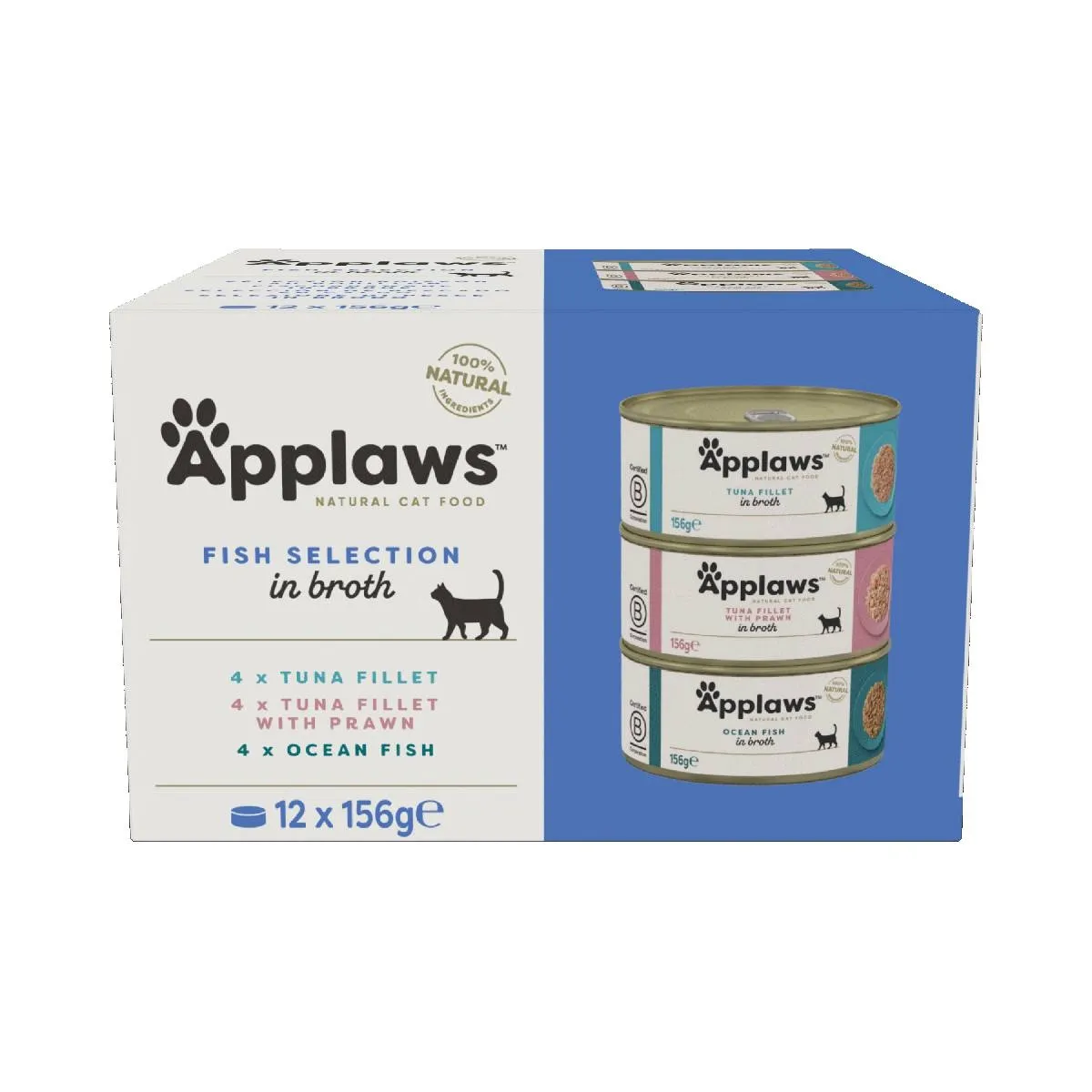 Applaws kassikonservide multipakk, kala kastmes, 12 x 156 g - Tootepilt