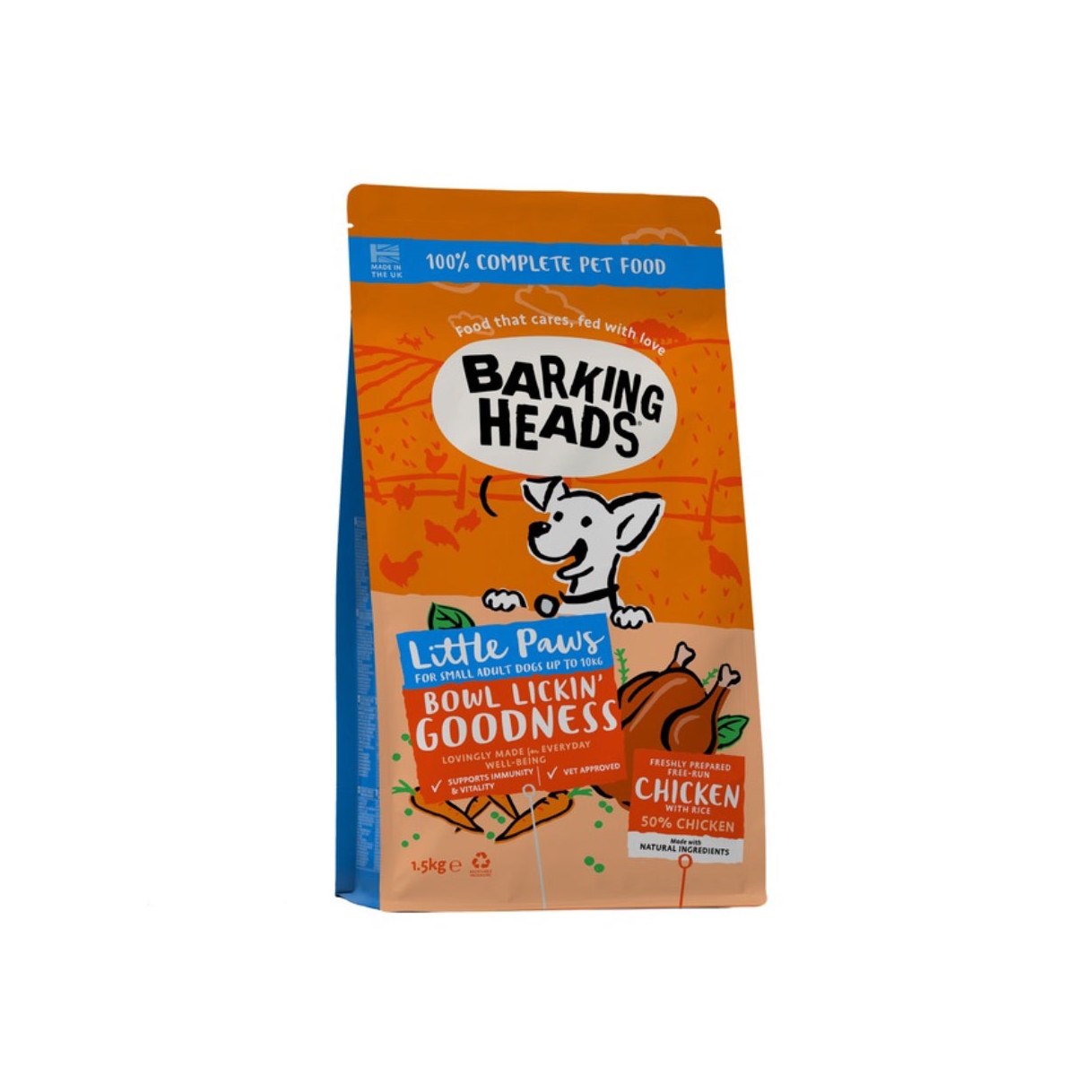Barking Heads Bowl Lickin Goodness kuivtoit kanaga, väike tõug, 1,5kg - Tootepilt 1