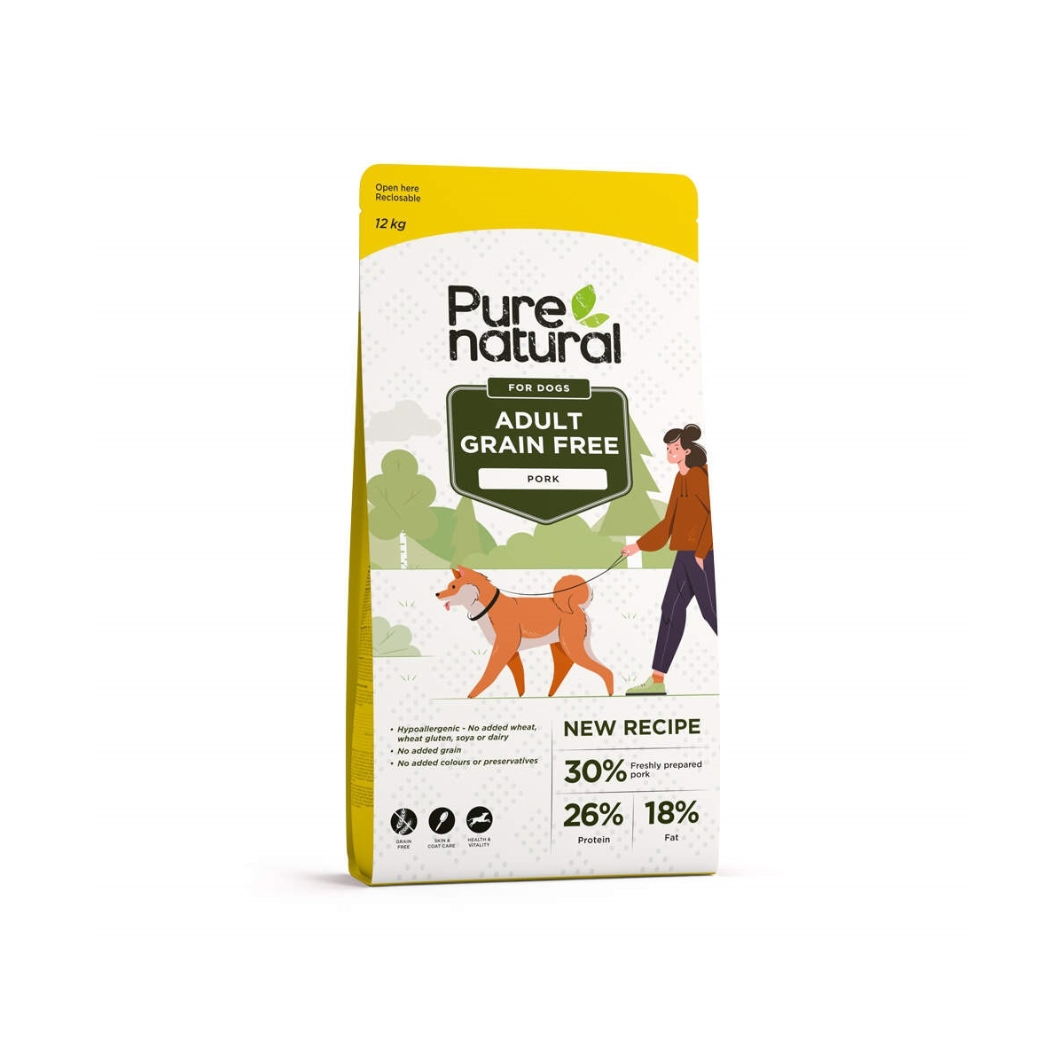Purenatural koera kuivtoit, sealiha, teraviljavaba, 12 kg - Tootepilt 1