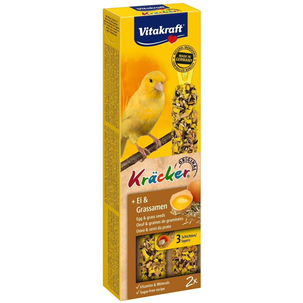 Vitakraft Kräcker kanaarilindude maiusmuna ja rohuseemnetega, 2 tk - Tootepilt