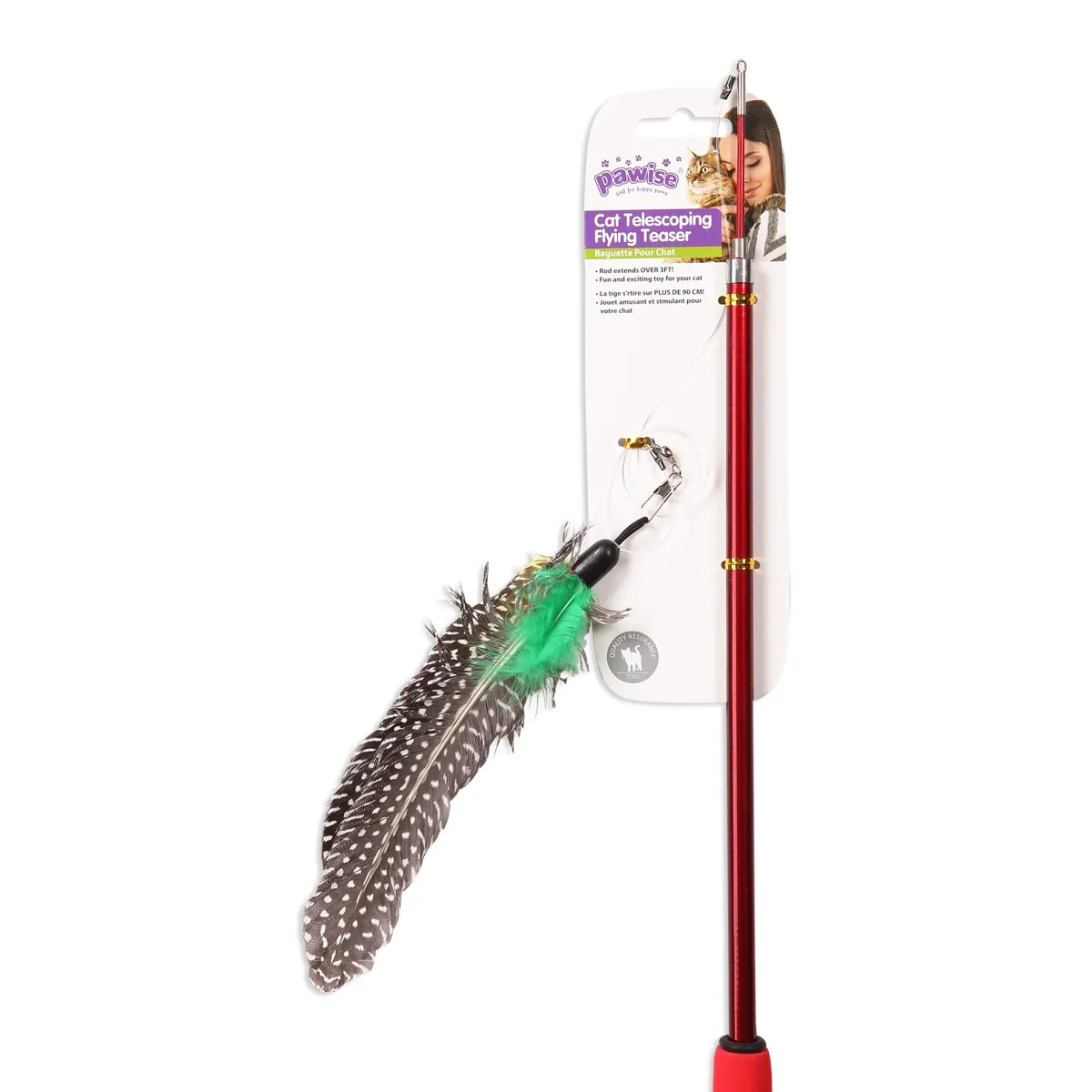 Pawise kassi mänguasi, teleskoopvarrega õng sulgedega, 44 cm - Tootepilt