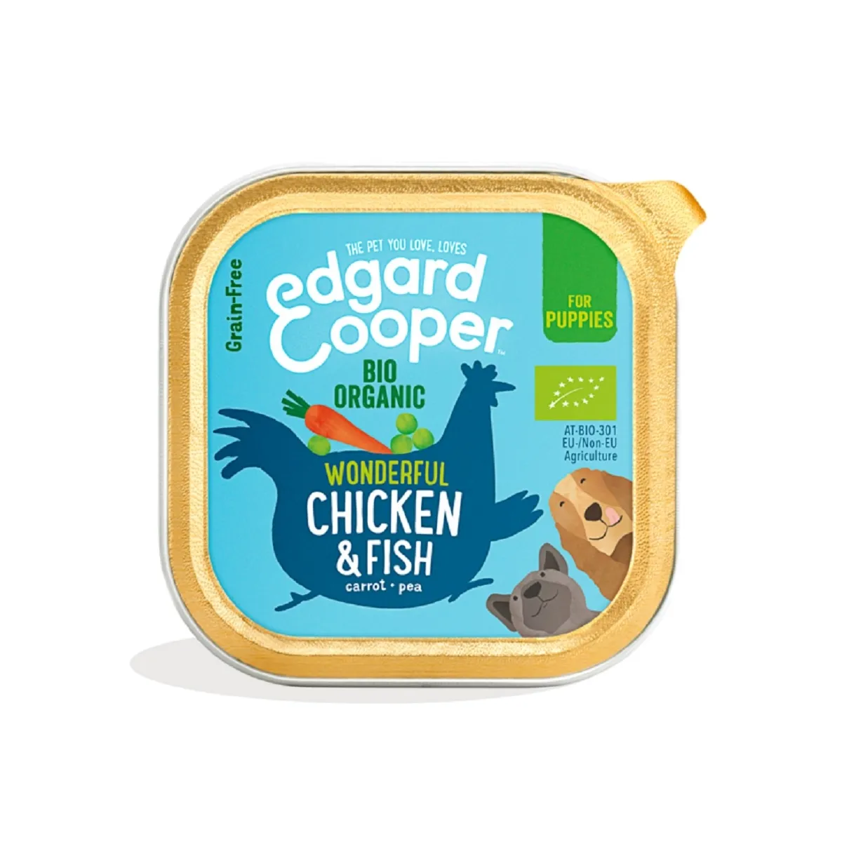Edgard Cooper Organic konserv kutsikale, kana ja kalaga, 100g - Tootepilt