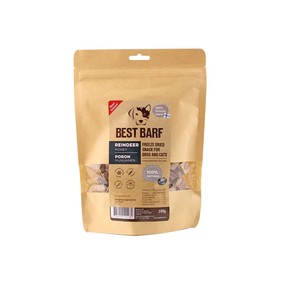 Best Barf külmkuivatatud maius, põhjapõdra neer 100 g - Tootepilt 1