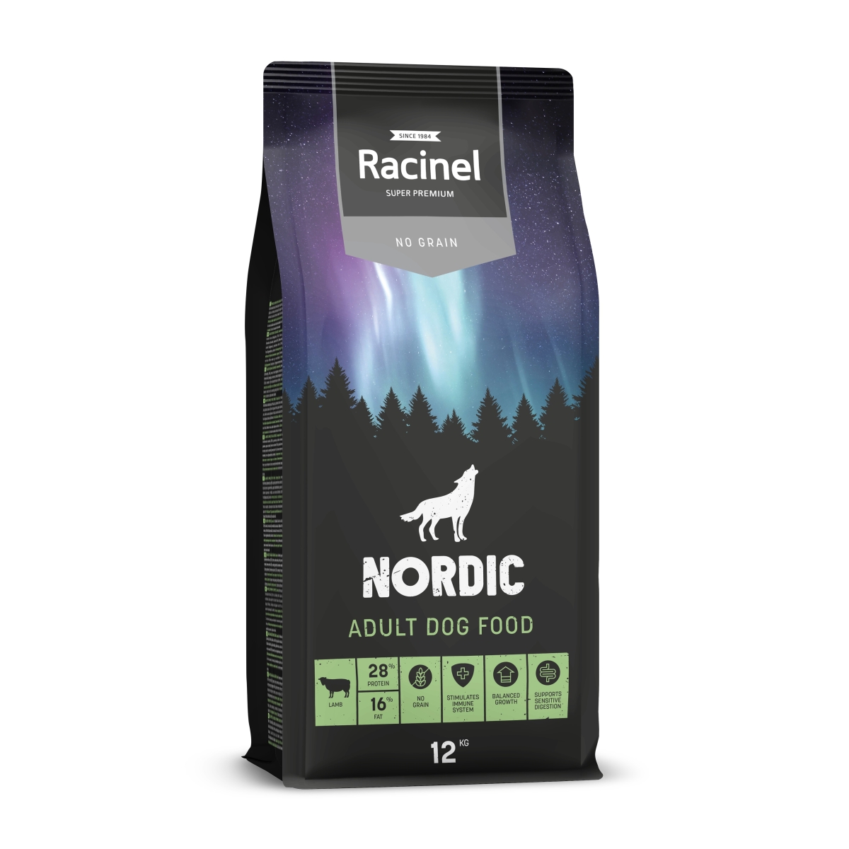 Racinel Black Label kuivtoit täiskasvanud koertele lambaga 12 kg