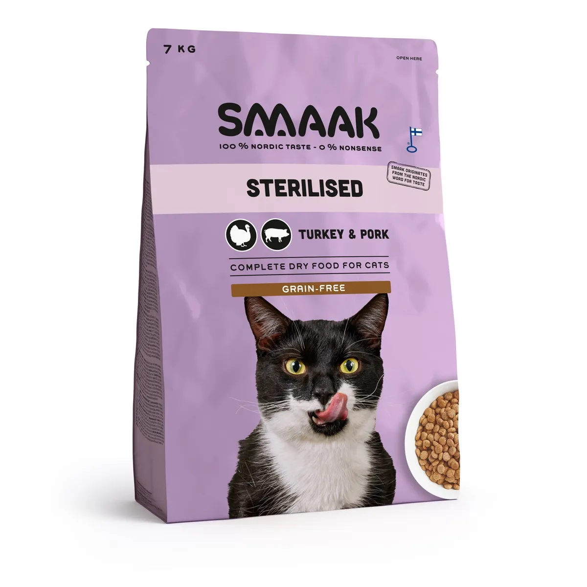 SMAAK kuivtoit steriliseeritud kassile, kalkun/siga, 7 kg - Tootepilt