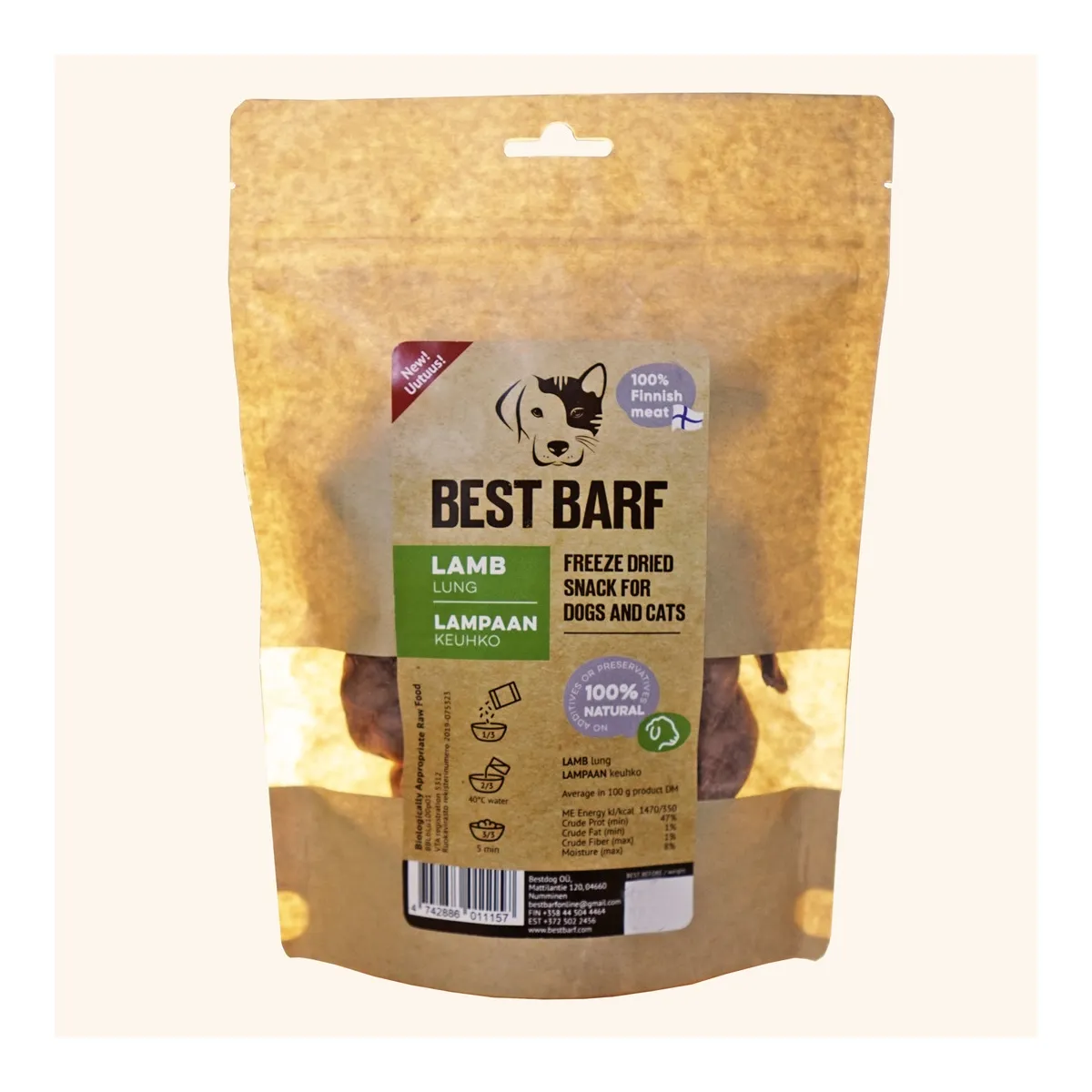 Best Barf külmkuivatatud maius, lamba kops 100 g - Tootepilt 1