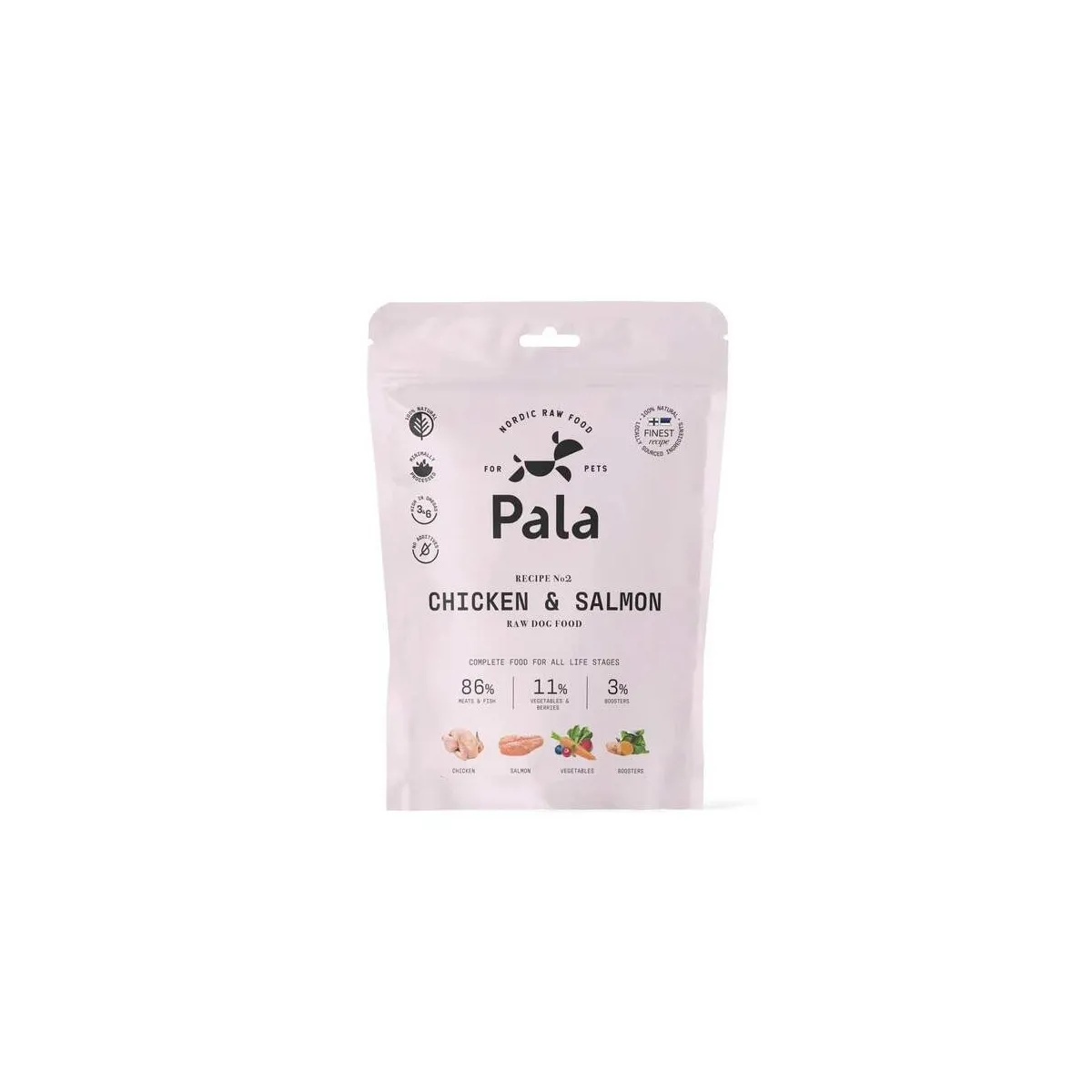 Pala koera toortoit, kana/lõhe, 400 g - Tootepilt