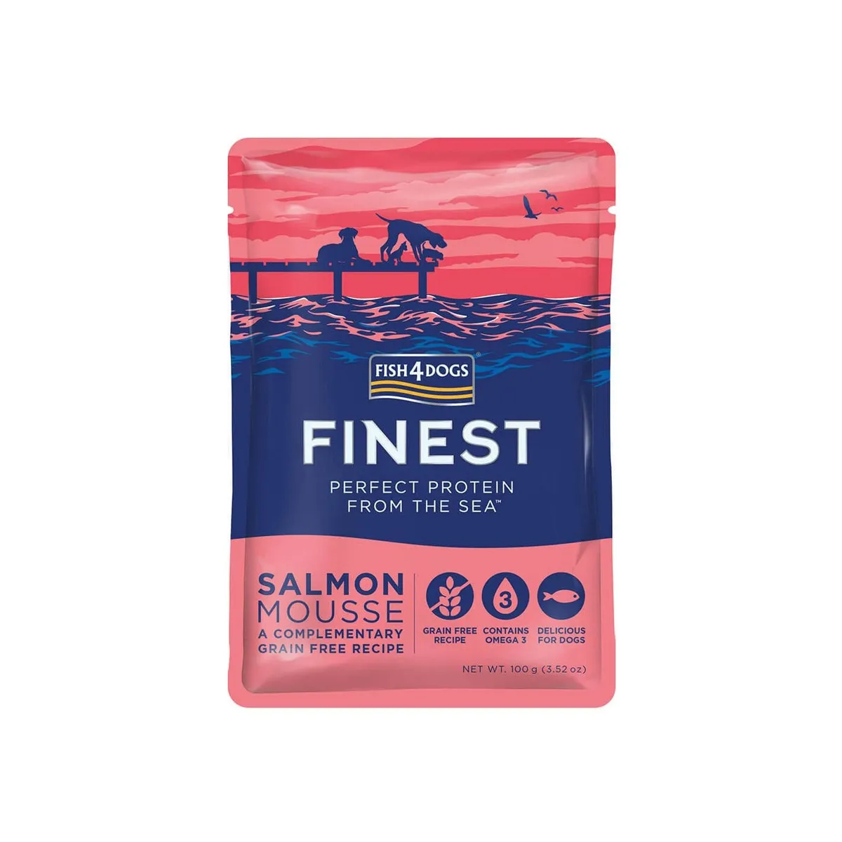 Fish4Dogs Finest Mousse einekotike koertele, lõhega 100 g - Tootepilt