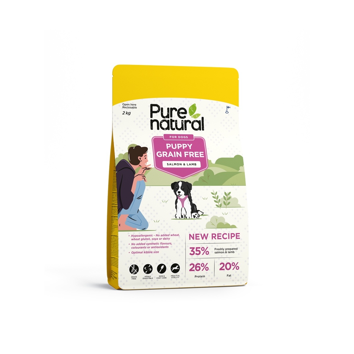 Purenatural kutsika kuivtoit, lõhe/lammas, teraviljavaba, 2 kg - Tootepilt 1