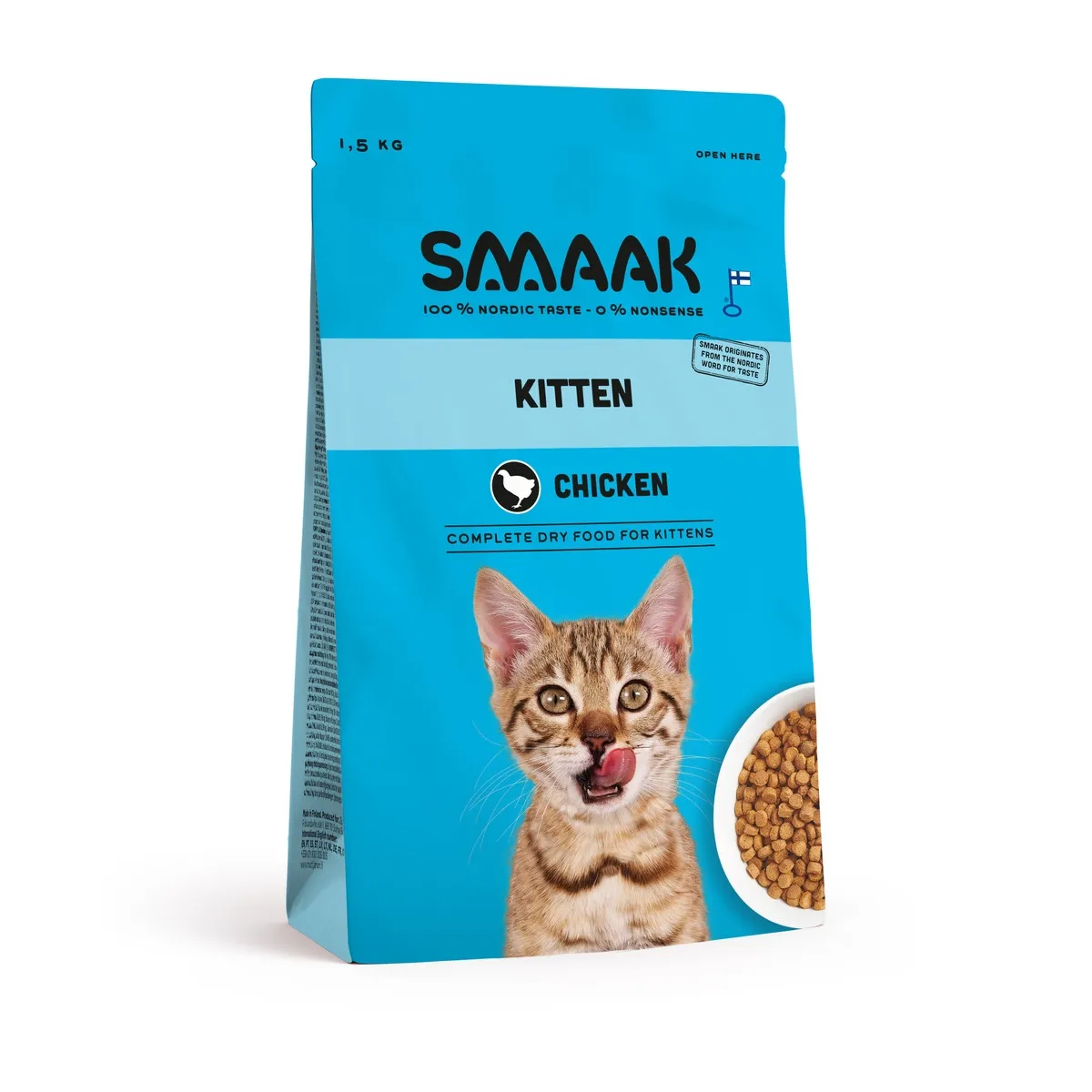 SMAAK kassipoja kuivtoit, kana, 1,5 kg - Tootepilt
