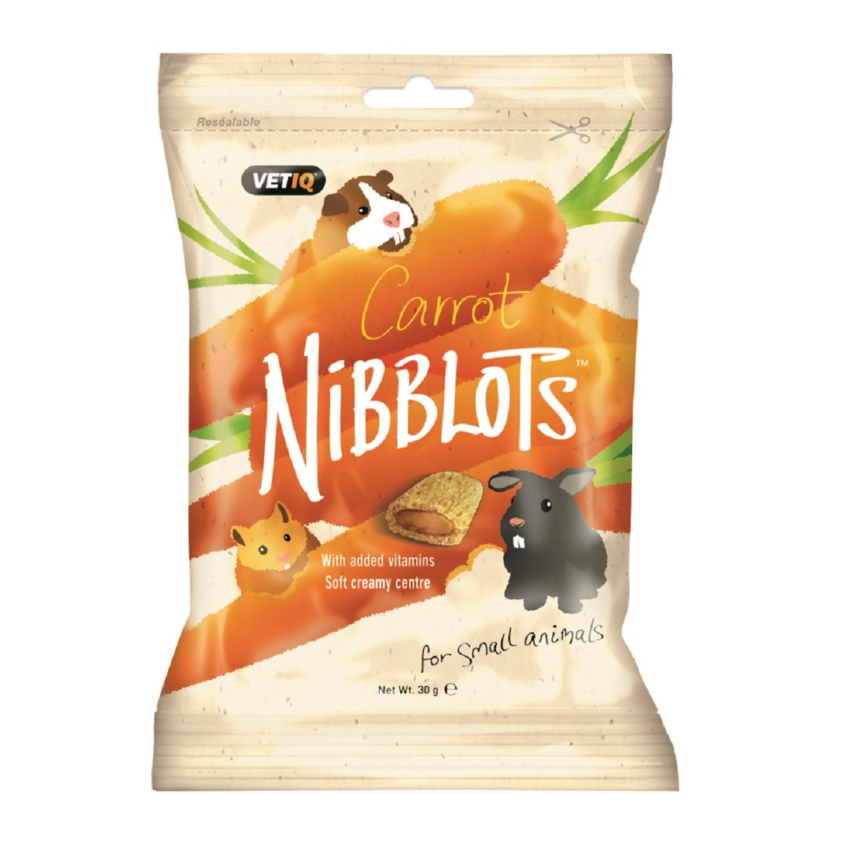 VETIQ Nibblots väikelooma maius porgandiga, 30g - Tootepilt 1