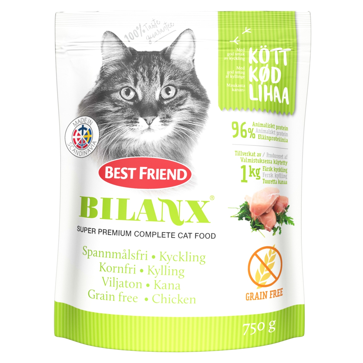 Best Friend Bilanx kassitoit kanaga, teraviljavaba 750 g