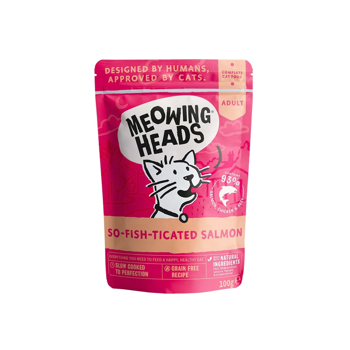 Meowing Heads So Fish Ticated kassi einekotike, lõhe 100 g - Tootepilt 1