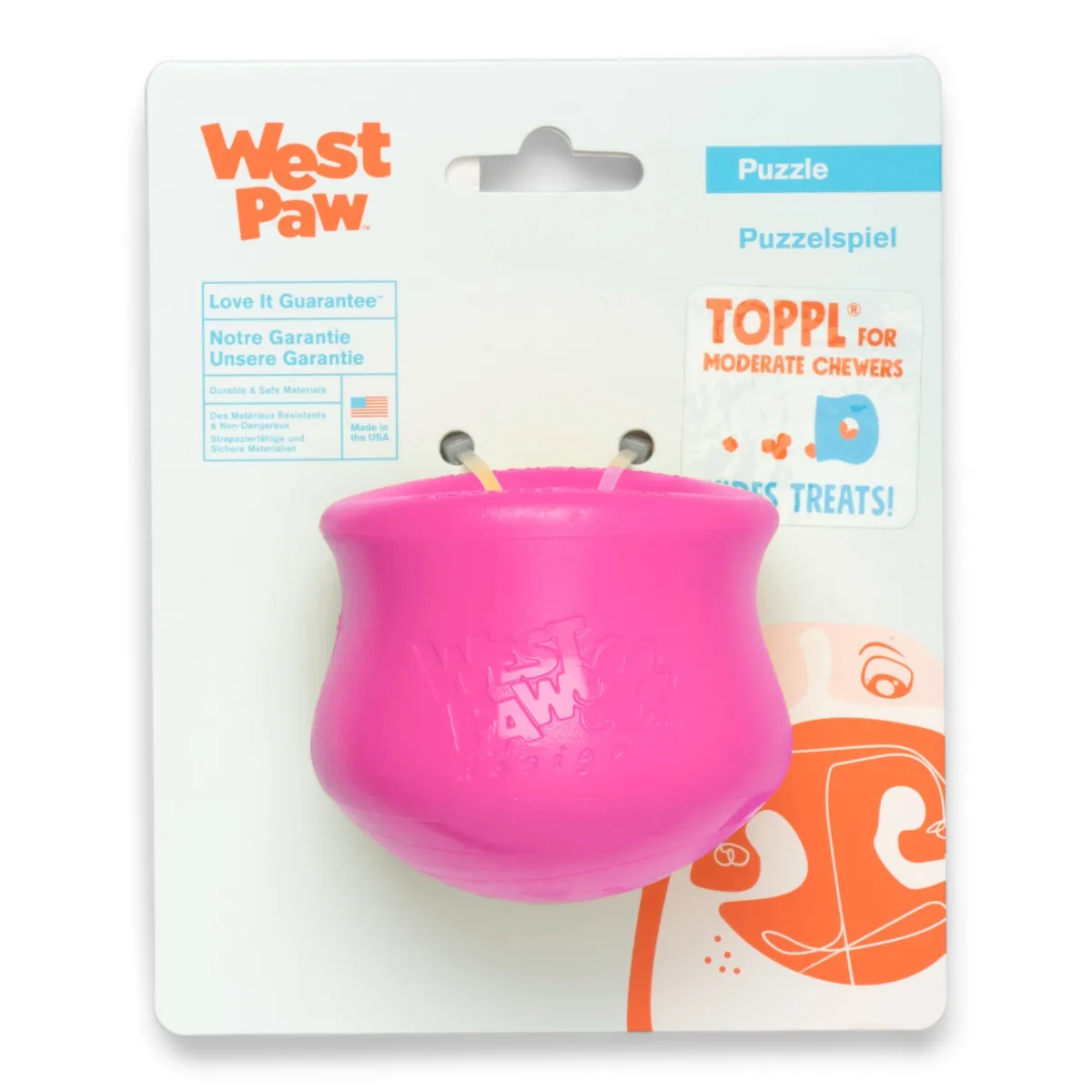 West Paw Toppl täidetav koera mänguasi, S, roosa - Tootepilt