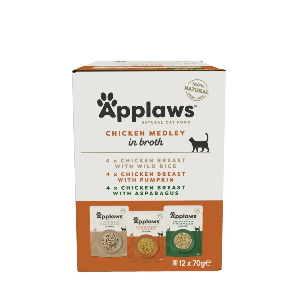 Applaws kassi einekotikeste multipakk, kana kastmes, 12 x 70 g - Tootepilt