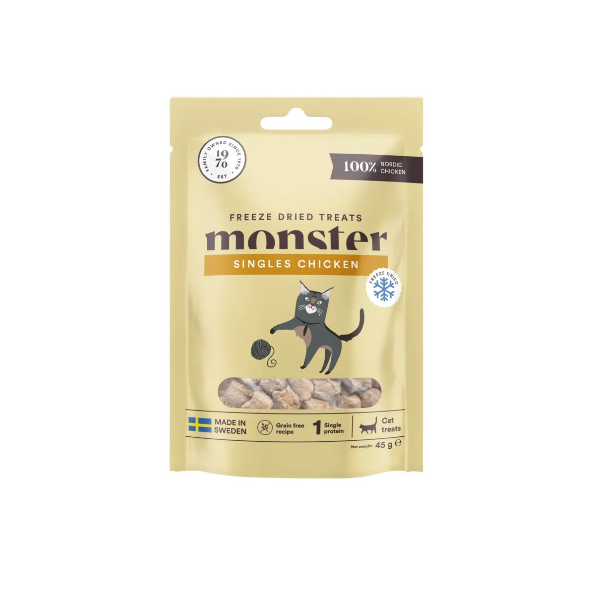Monster Cat külmkuivatatud maius kassile, kana, 45 g - Tootepilt
