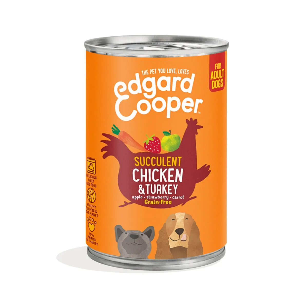 Edgard Cooper konserv koerale, kanaliha- ja kalkuniga, 400 g