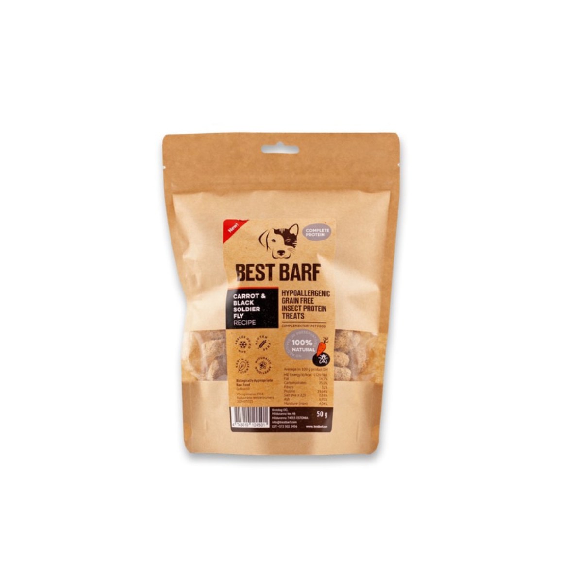 Best Barf külmkuivatatud maius putukaproteiin/porgand, 50g - Tootepilt