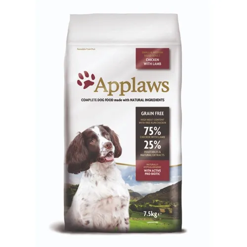 Applaws kuivtoit väikest ja kesk.kasvu koertele, kana/lammas, 7.5 kg
