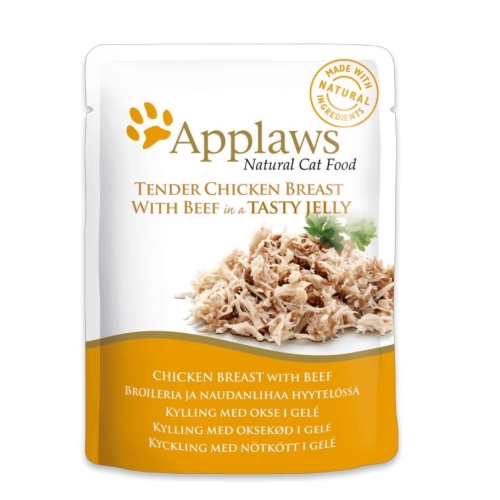 Applaws einekotike kassidele, kana ja veiselihaga, želees, 70 g
