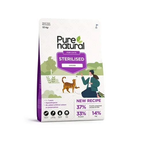 Purenatural kuivtoit steriliseeritud kassile, kana, 10 kg