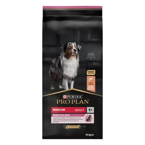 Purina PRO PLAN Medium Adult Sensitive Skin with OPTIDERMA®, 14kg