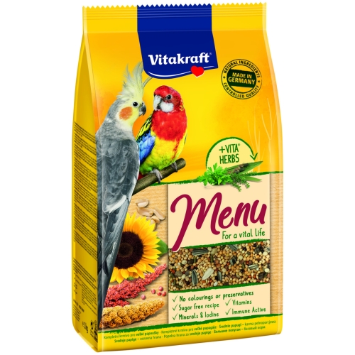 Vitakraft keskmise suurusega papagoide täissööt Premium Menu, 1 kg