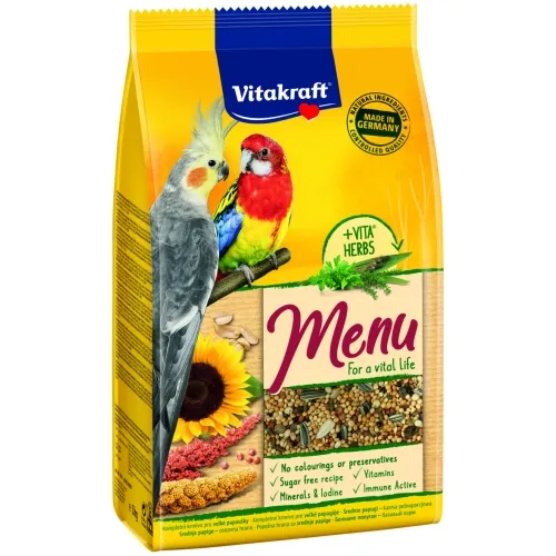 Vitakraft Premium Menu keskmise suurusega papagoide täissööt, 1 kg