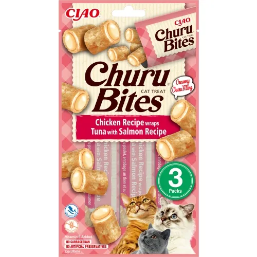 Churu Bites kassi maius, kana/tuunikala/lõhe, 3 tk