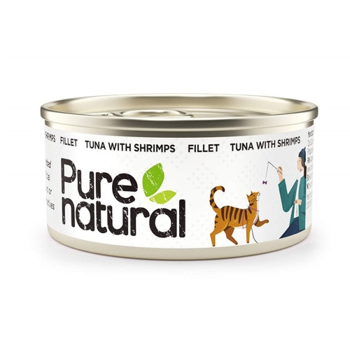 Purenatural kassikonserv, tuunikala/krevett, 70 g