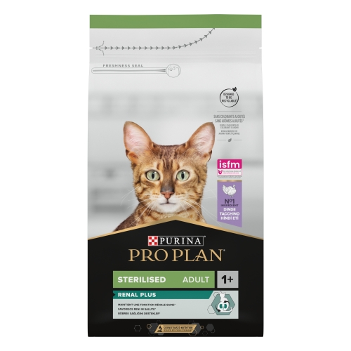 Purina PRO PLAN kassitoit STERELISED OPTIRENAL kalkunirikas, 1,5 kg.