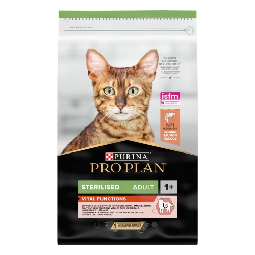 Purina PRO PLAN kassitoit STERELISED VITAL FUNCTION lõherikas, 1,5 kg.