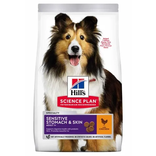Hill's Science Plan Sensitive koeratoit kanaga keskmisele koerale 14kg