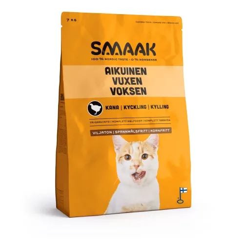 SMAAK kassi kuivtoit, kana, teraviljavaba, 7 kg