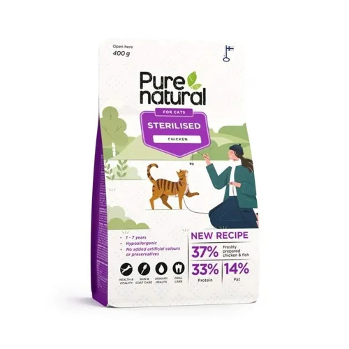 Purenatural kuivtoit steriliseeritud kassile, kana, 400 g